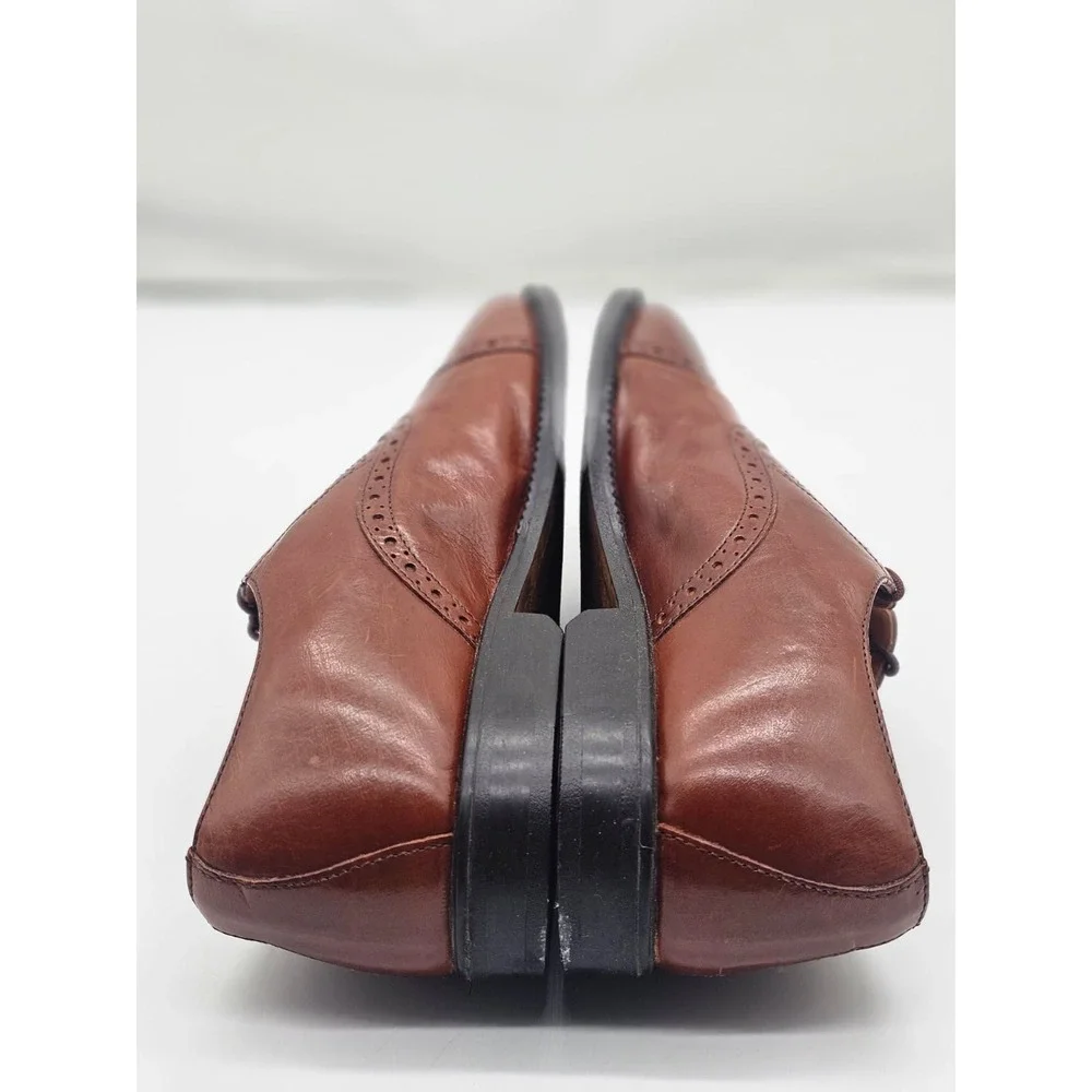 Adolfo Oxford Shoes Men's 9 W Brown Leather Hand Made Italy Brogue Medallion Toe